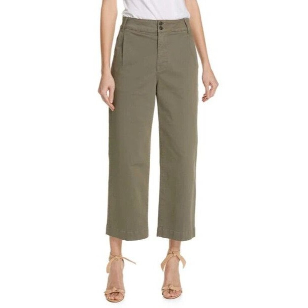 Frame Fatigue Crop Cotton Blend Army Green Pants Straight Leg Twill Women's 29